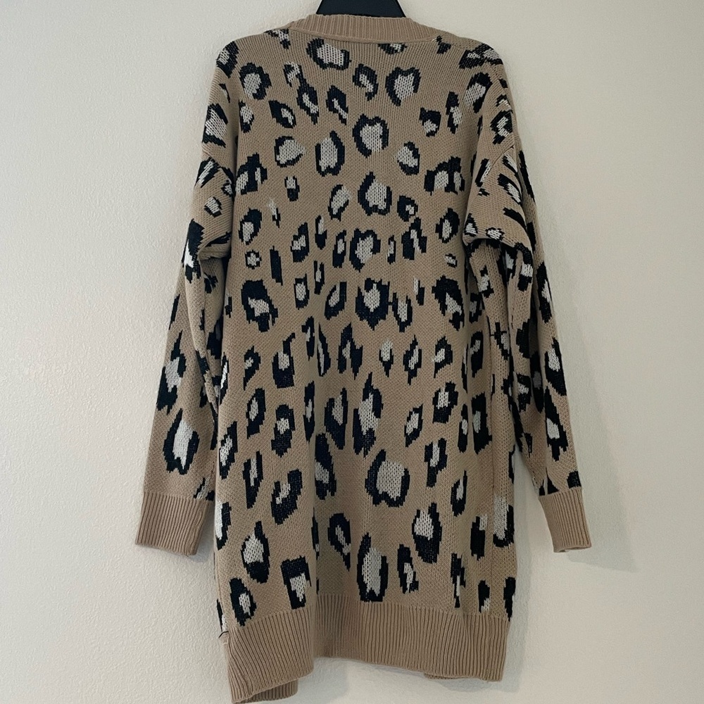 Leopard Print Cardigan With Pockets - image 5